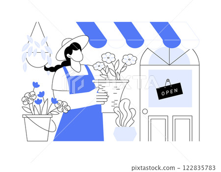 Opening a flower shop isolated cartoon vector illustrations. 122835783
