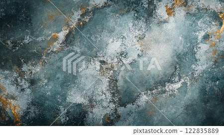 Blue and orange background with a lot of texture. The background is a mix of blue and orange, with the blue being the dominant color. The texture of the background is rough and grainy 122835889