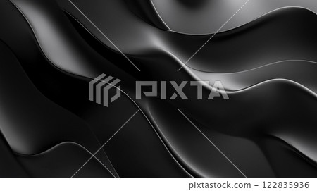 Black and white image of a wave with a black background. The image is abstract and has a moody, mysterious feel to it Black and white image of a wave with a black background. The image is abstract and has a moody, mysterious feel to it 122835936