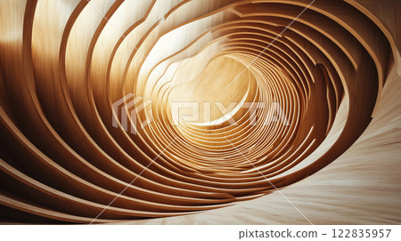 Wooden spiral with many layers and a lot of detail. The spiral is made of wood and has a lot of texture. The spiral is very detailed and has a lot of depth 122835957