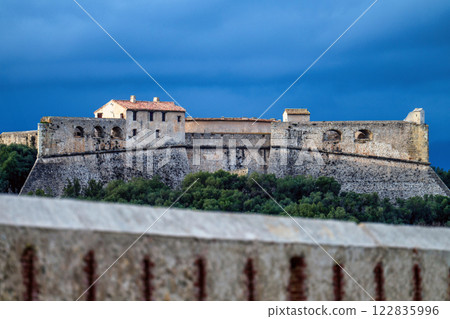 Antibes castle and central square, palm and cactus garden by the sea Antibes castle and central square, palm and cactus garden by the sea 122835996