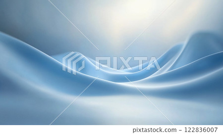 Blue wave with a white background. The blue color is very bright and the wave is very long 122836007