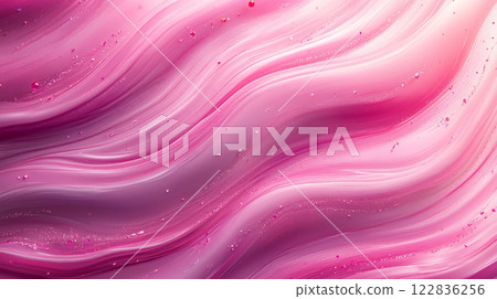 Pink wave with glittery beads. The wave is pink and has a glittery texture. The image has a dreamy, whimsical feel to it 122836256