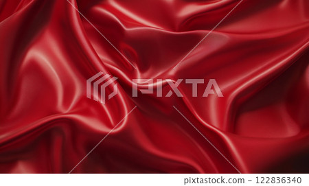 Red fabric with a shiny texture. It is a piece of cloth that is red in color 122836340