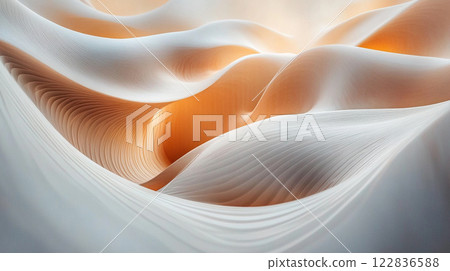 White and orange sand dune with a wave pattern. The sand dune is a beautiful and serene landscape, with the orange color of the sand contrasting with the white background White and orange sand dune with a wave pattern. The sand dune is a beautiful and serene landscape, with the orange color of the sand contrasting with the white background 122836588