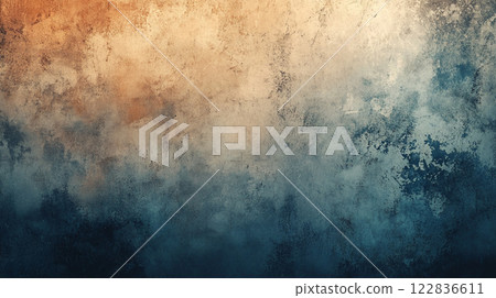 Painting of a sky with a blue and orange background. The sky is filled with clouds and the background is a mix of blue and orange Painting of a sky with a blue and orange background. The sky is filled with clouds and the background is a mix of blue and orange 122836611