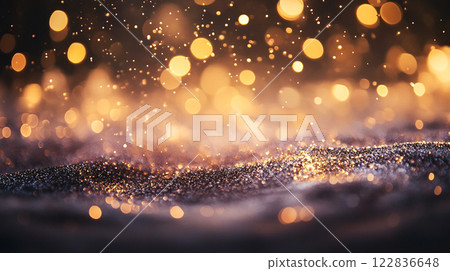 Large amount of glitter scattered across a dark background. The glitter is in various sizes and shapes, creating a sense of movement and energy. Scene is one of excitement and celebration Large amount of glitter scattered across a dark background. The glitter is in various sizes and shapes, creating a sense of movement and energy. Scene is one of excitement and celebration 122836648