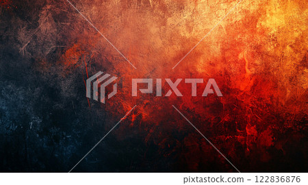 Painting of a red and black background with splatters of paint. The painting has a chaotic and abstract feel to it Painting of a red and black background with splatters of paint. The painting has a chaotic and abstract feel to it 122836876