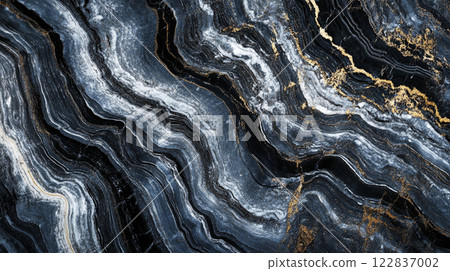 Black and white image of a marble wall with gold accents. The image has a sense of luxury and elegance 122837002