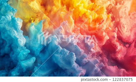Colorful explosion of smoke and fire with a rainbow of colors. The colors are vibrant and the smoke is thick and billowing. Scene is chaotic and energetic, with a sense of movement and excitement Colorful explosion of smoke and fire with a rainbow of colors. The colors are vibrant and the smoke is thick and billowing. Scene is chaotic and energetic, with a sense of movement and excitement 122837075