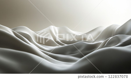 White sheet of fabric with a wave pattern. The image is a digital rendering of a white sheet of fabric with a wave pattern 122837078