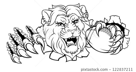 Lion American Football Sports Team Animal Mascot Lion American Football Sports Team Animal Mascot 122837211