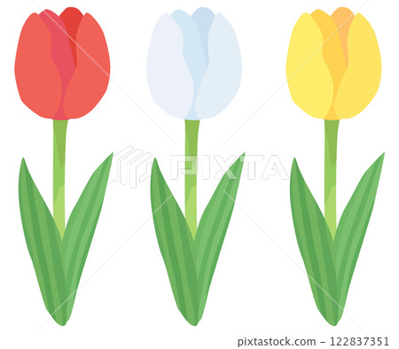 Simple tulip illustration set vector material Simple tulip illustration set vector material 122837351