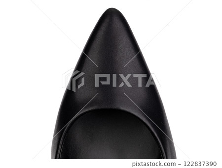 Close Up of Black High Heel Shoe Isolated on White Close Up of Black High Heel Shoe Isolated on White 122837390