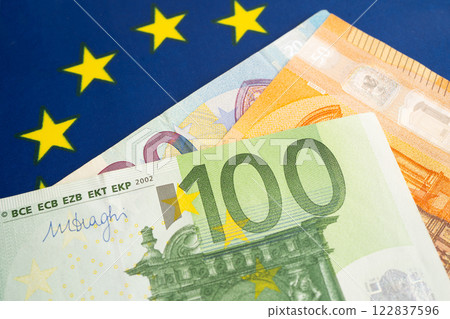 Euro banknote cash money, finance economic banking business exchange market. Euro banknote cash money, finance economic banking business exchange market. 122837596