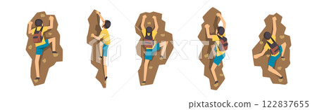 Man Mountain Climbing Rock and Cliff Vector Set Man Mountain Climbing Rock and Cliff Vector Set 122837655