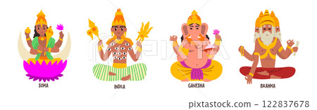 Ancient Indian Hindu Gods and Goddess Vector Set Ancient Indian Hindu Gods and Goddess Vector Set 122837678