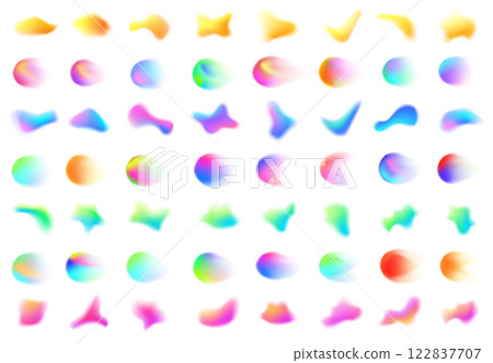 Colorful blurred gradient shapes. Abstract smooth fluid form, dynamic gradient mesh blob with blur effect and liquid color blend. Creative colors isolated vector set 122837707