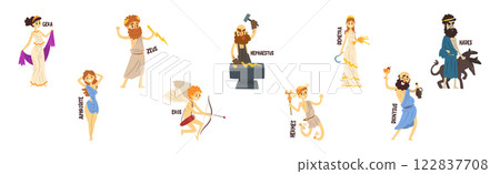 Greek God as Ancient Mythology and Religion Vector Set 122837708
