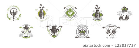 Golf Club Logo and Label Design Vector Set 122837737
