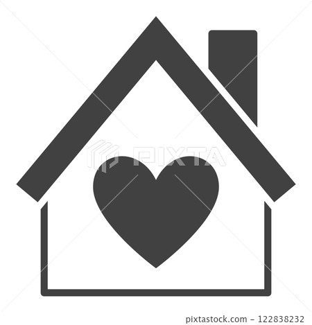 House with Heart vector icon or sign for love 122838232