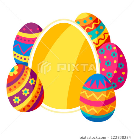 Card with cute Easter eggs. 122838284