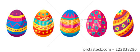 Set of cute Easter eggs. 122838286