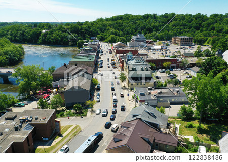 Aerial of Ayr, Ontario, Canada on fine spring day 122838486
