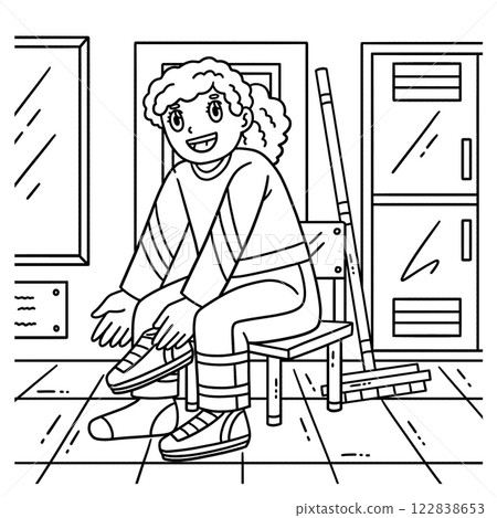 Curling Female Wearing Shoes Coloring Page Curling Female Wearing Shoes Coloring Page 122838653