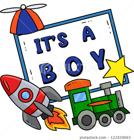 Baby Shower Its a Boy Cartoon Colored Clipart  122838665