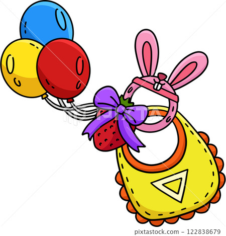 Baby Shower Teether Bib tied to Balloon Clipart Baby Shower Teether Bib tied to Balloon Clipart 122838679