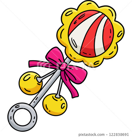 Baby Shower Rattle Toy Cartoon Colored Clipart  122838691