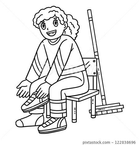 Curling Female Wearing Shoes Isolated Coloring Curling Female Wearing Shoes Isolated Coloring 122838696