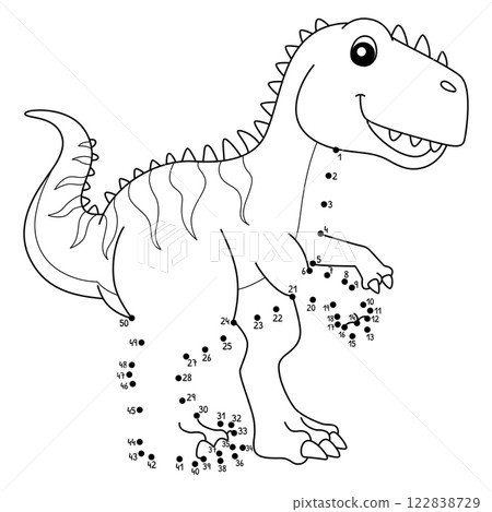 Dot to Dot Giganotosaurus Dinosaur Animal Isolated 122838729
