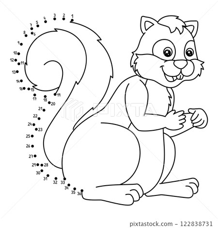 Dot to Dot Squirrel Animal Isolated Coloring Page Dot to Dot Squirrel Animal Isolated Coloring Page 122838731