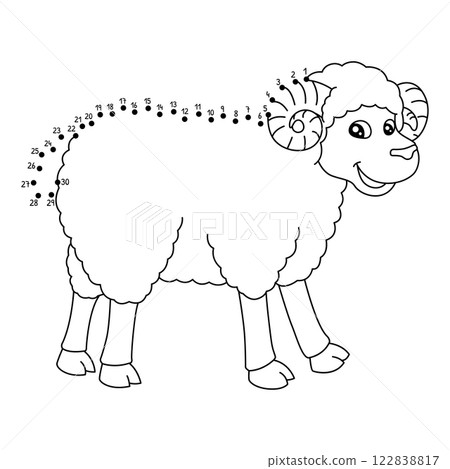 Dot to Dot Sheep Animal Isolated Coloring Page Dot to Dot Sheep Animal Isolated Coloring Page 122838817
