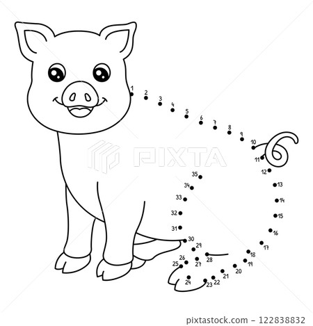 Dot to Dot Pig Animal Isolated Coloring Page Dot to Dot Pig Animal Isolated Coloring Page 122838832
