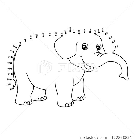 Dot to Dot Elephant Animal Isolated Coloring Page Dot to Dot Elephant Animal Isolated Coloring Page 122838834
