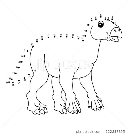 Dot to Dot Iguanodon Dinosaur Animal Isolated Dot to Dot Iguanodon Dinosaur Animal Isolated 122838835