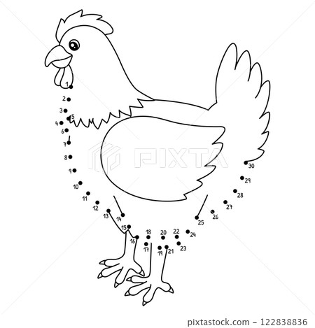 Dot to Dot Chicken Animal Isolated Coloring Page Dot to Dot Chicken Animal Isolated Coloring Page 122838836