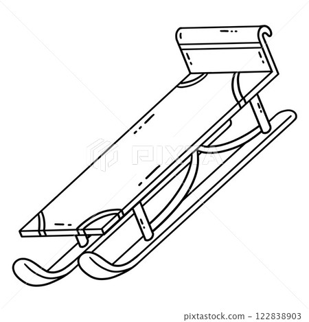 Sledge Isolated Coloring Page for Kids 122838903