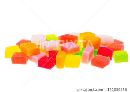 fruit marmalade cubes isolated fruit marmalade cubes isolated 122839256