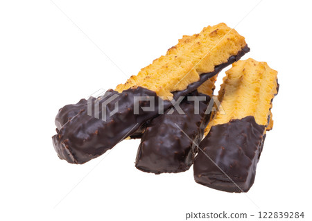italian chocolate covered cookies isolated 122839284
