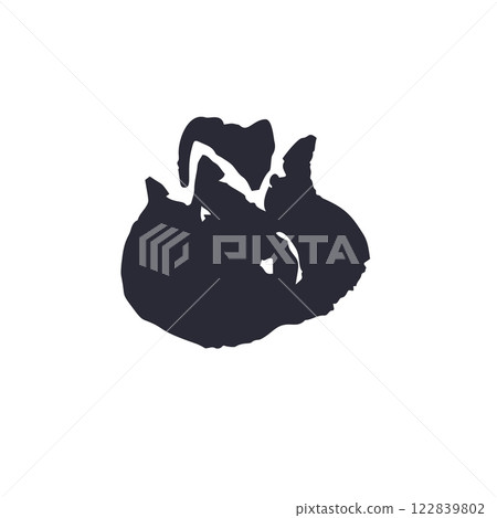 Black and white minimal rustic inky flower silhouette 122839802