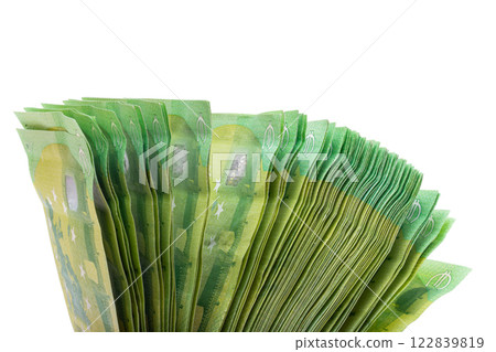 stack of 100 euro banknotes isolated 122839819