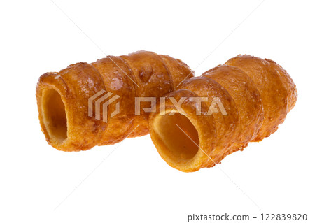 puff pastry tubes isolated 122839820