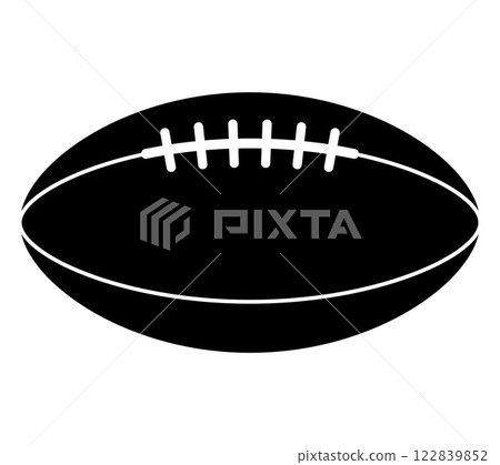 American football Rugby ball - black and white vector silhouette symbol illustration, white background American football Rugby ball - black and white vector silhouette symbol illustration, white background 122839852