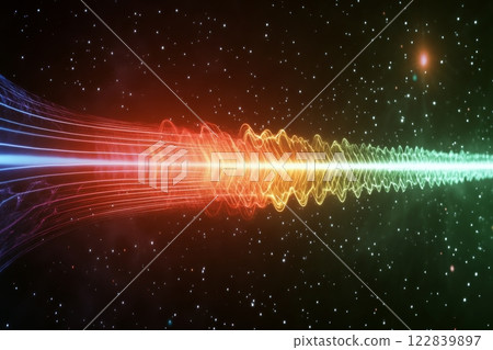 Vibrant light wave patterns flowing through the cosmos in a colorful spectrum 122839897