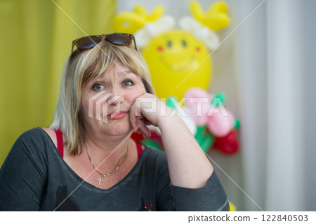 Sad disappointed with problems elderly woman 122840503