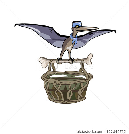 Illustration of a Pteranodon carrying a basket. Illustration of a Pteranodon carrying a basket. 122840712